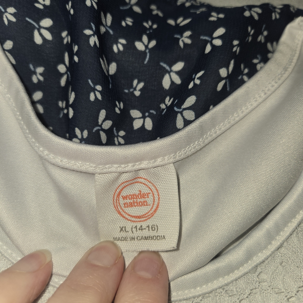 Wonder Nation Kids Dress - White and Blue Floral